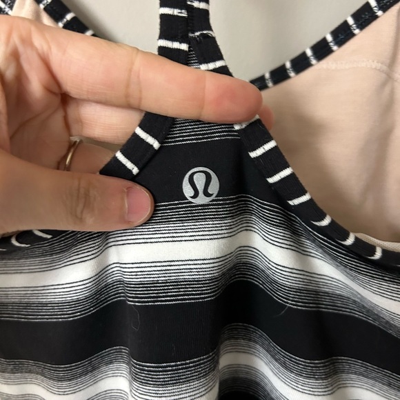 Lululemon Power Y Luon Capilano Black & White Stripe Tank Top - Picture 3 of 4